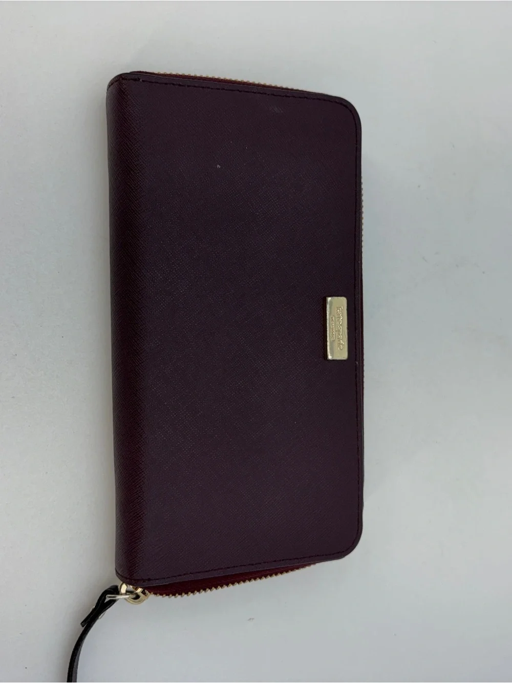 kate spade Zip-Around Wallet in Burgundy with Gold Hardware